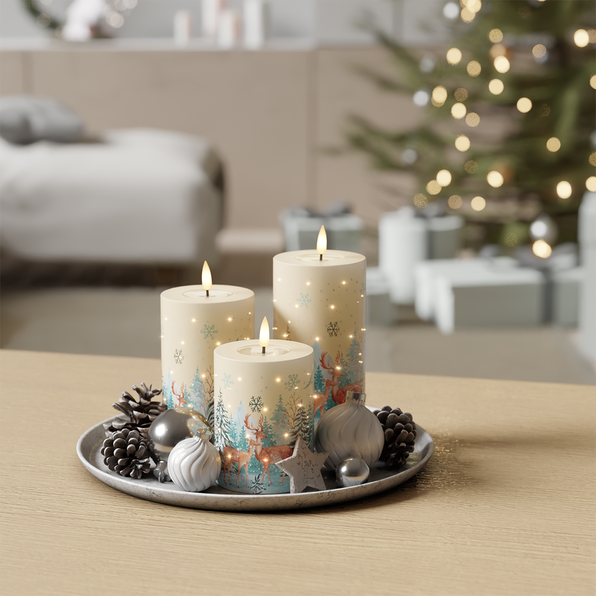 LED-Wachskerzen-Geschenkbox mit Weihnachtsmotiv – DeluxeHomeartShop