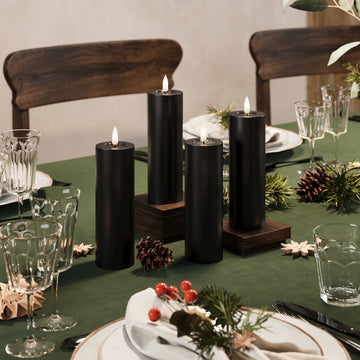 LED Stompkaarsen Ø 5 x 15 cm Zwart - 4 pc's