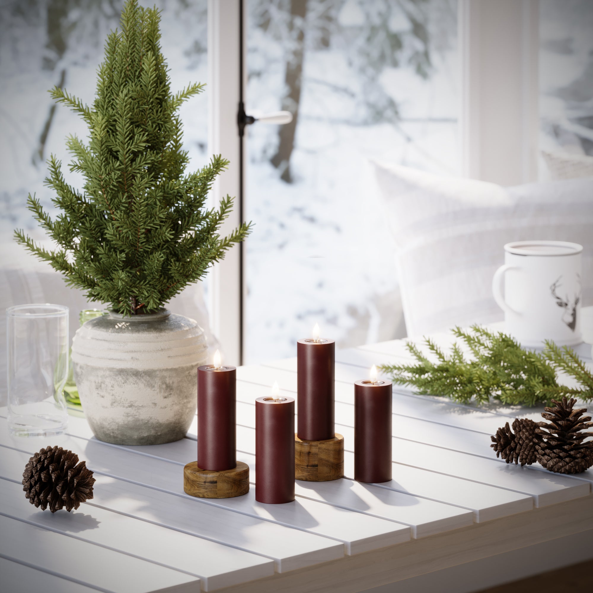 LED Blocklight Ø 5 x 12,5 cm Burgunder - 4 stk