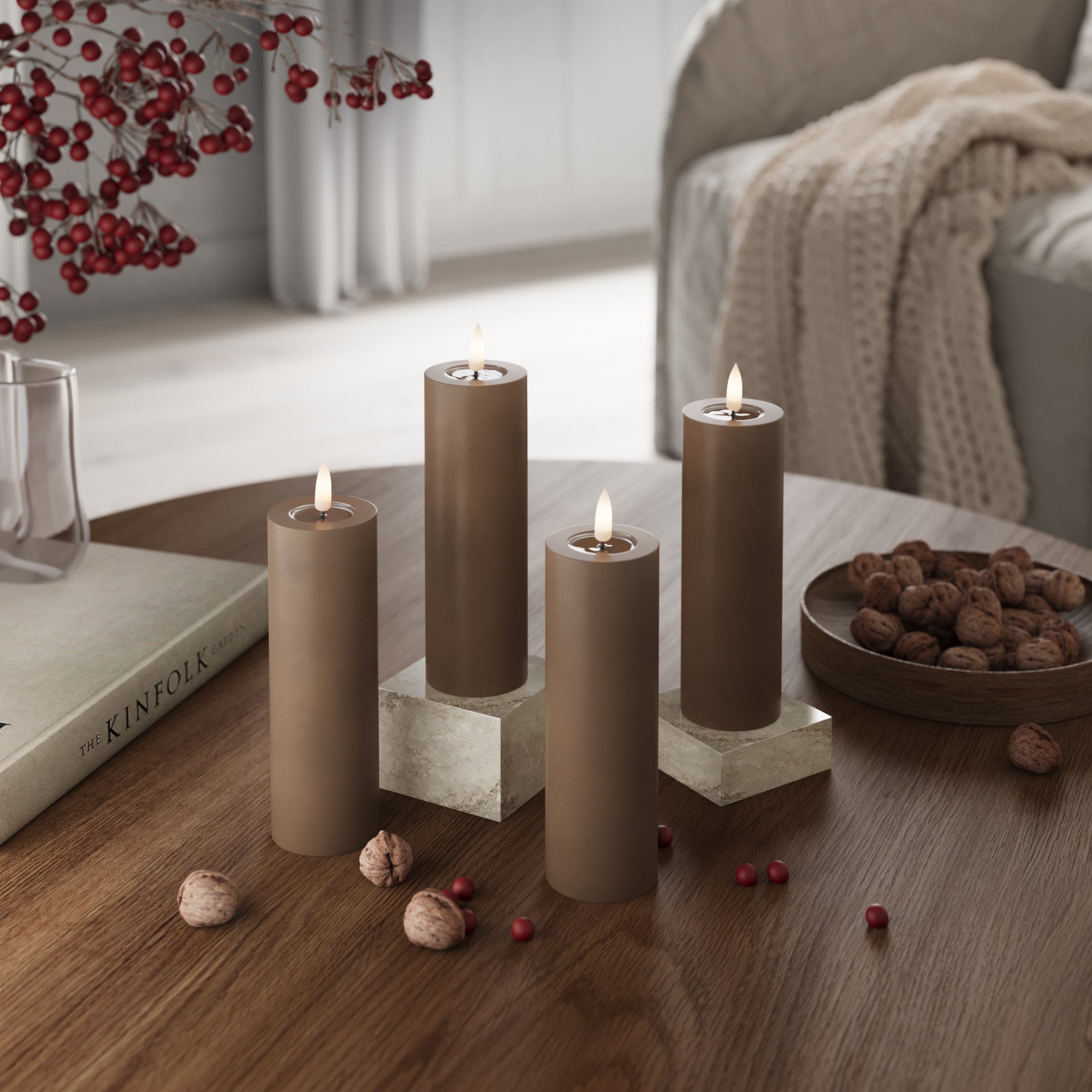 LED Stompkaarsen Ø 5 x 12,5 cm Caramel - 4 pc's