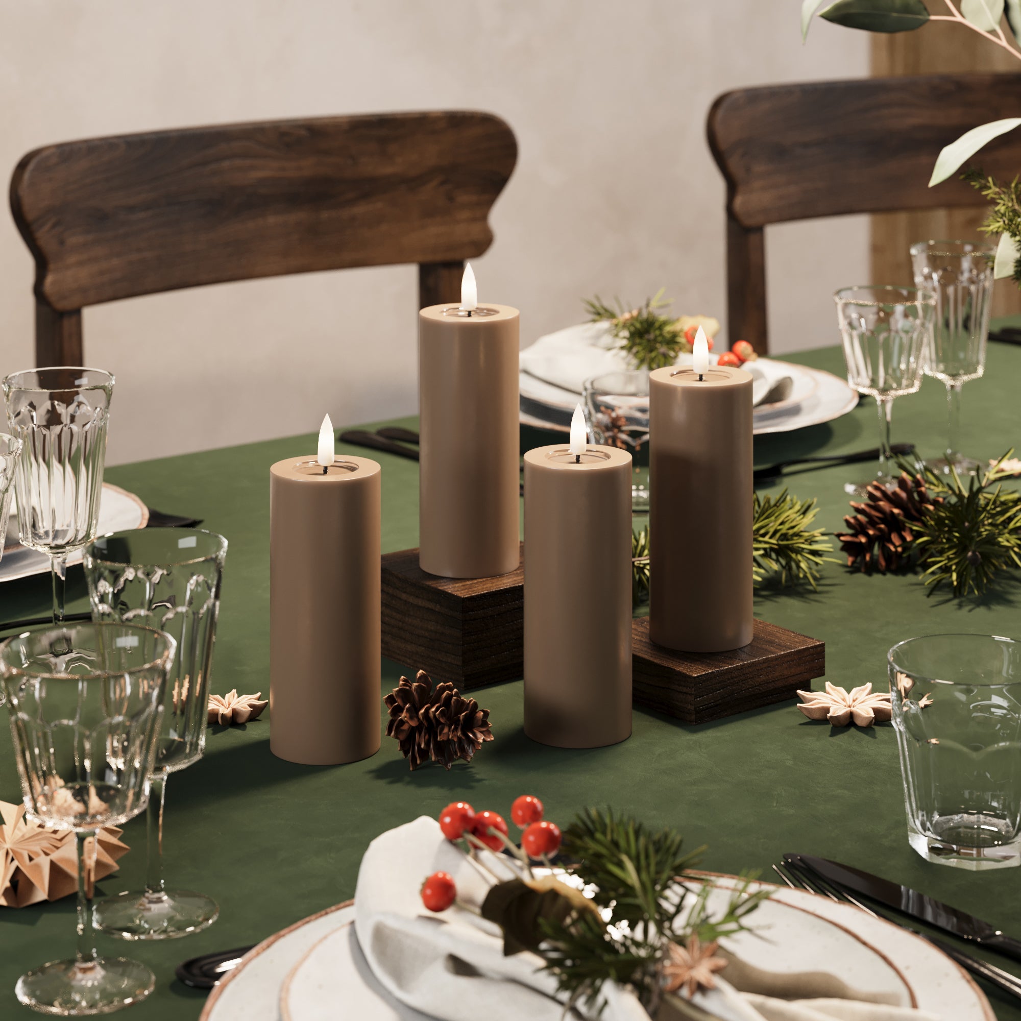 LED Stompkaarsen Ø 5 x 12,5 cm Caramel - 4 pc's