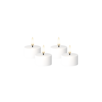 LED Mini Tea Light Flat Top 4 τμχ, Ø 3,8 x 2 cm Λευκό