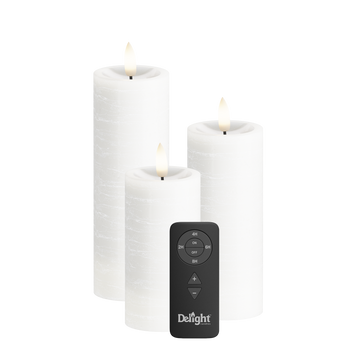 LEDs Vela pilar Pacote de 3, Ø 5 x 10/12,5/15 cm Branco