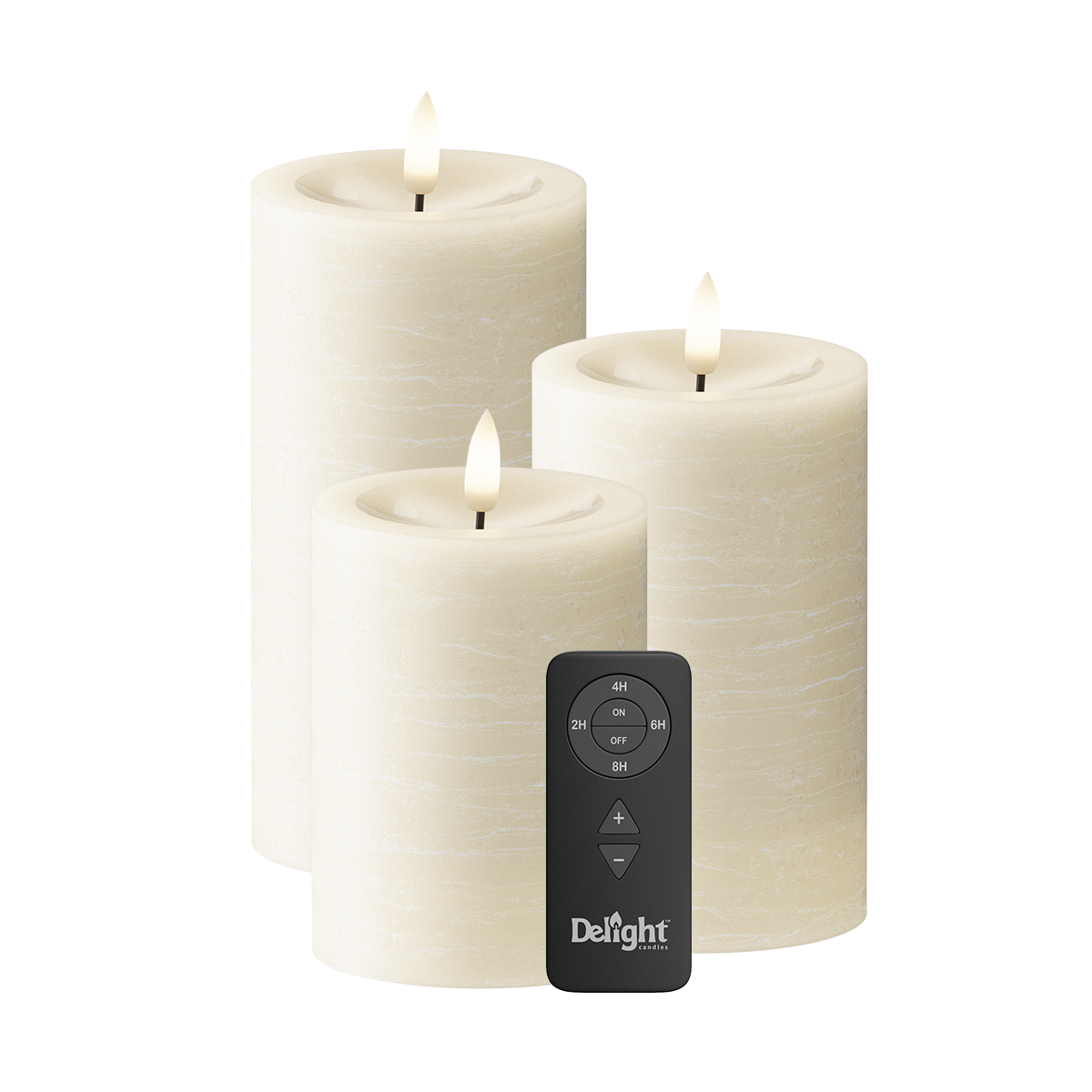 LED Stompkaarsen Set van 3, Ø 7,5 x 10/12,5/15 cm Crème