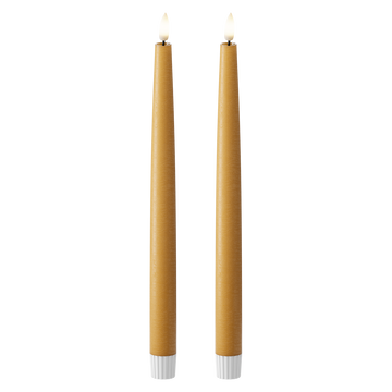 LED Kronelys 2 stk, Ø 2,2 x 29 cm Curry