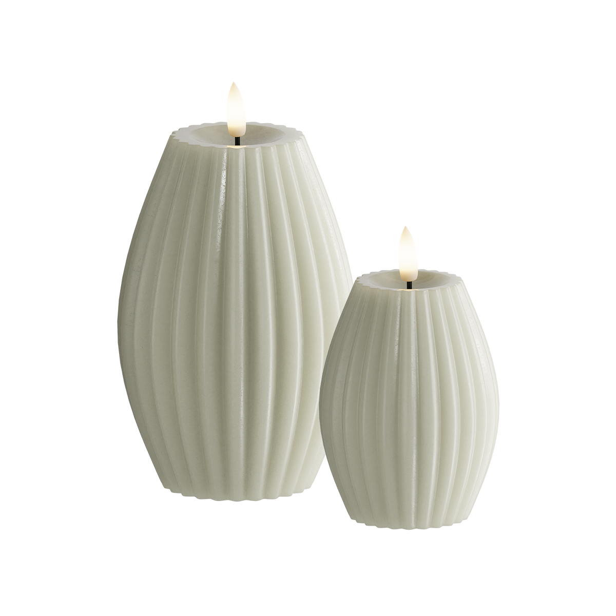 LED Rilleljus 2 st, Ø 7,5 x 10 + Ø 10 x 15 cm Salviagrön