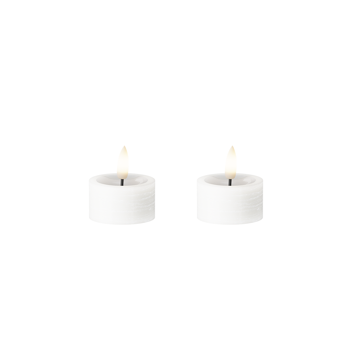LED Telys 2 stk, Ø 4,5 x 2,5 cm Hvit