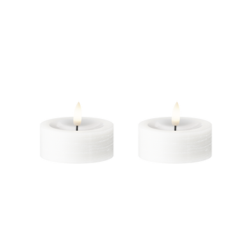 LED Jumbo telys 2 stk, Ø 6,8 x 3 cm Hvit