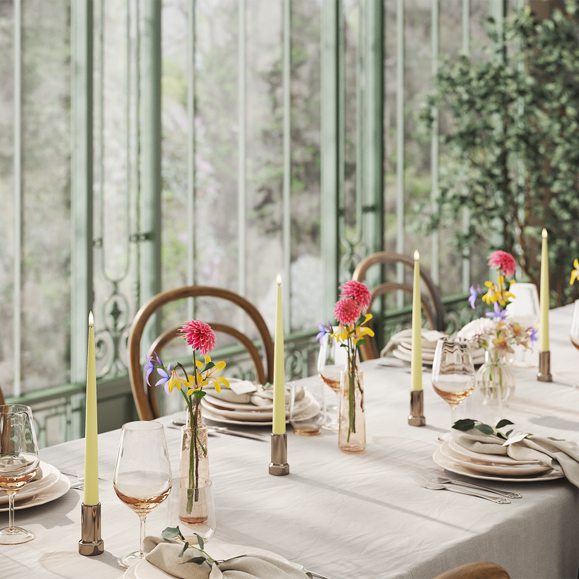 Jarní balení svíček 28 cm (4 ks)