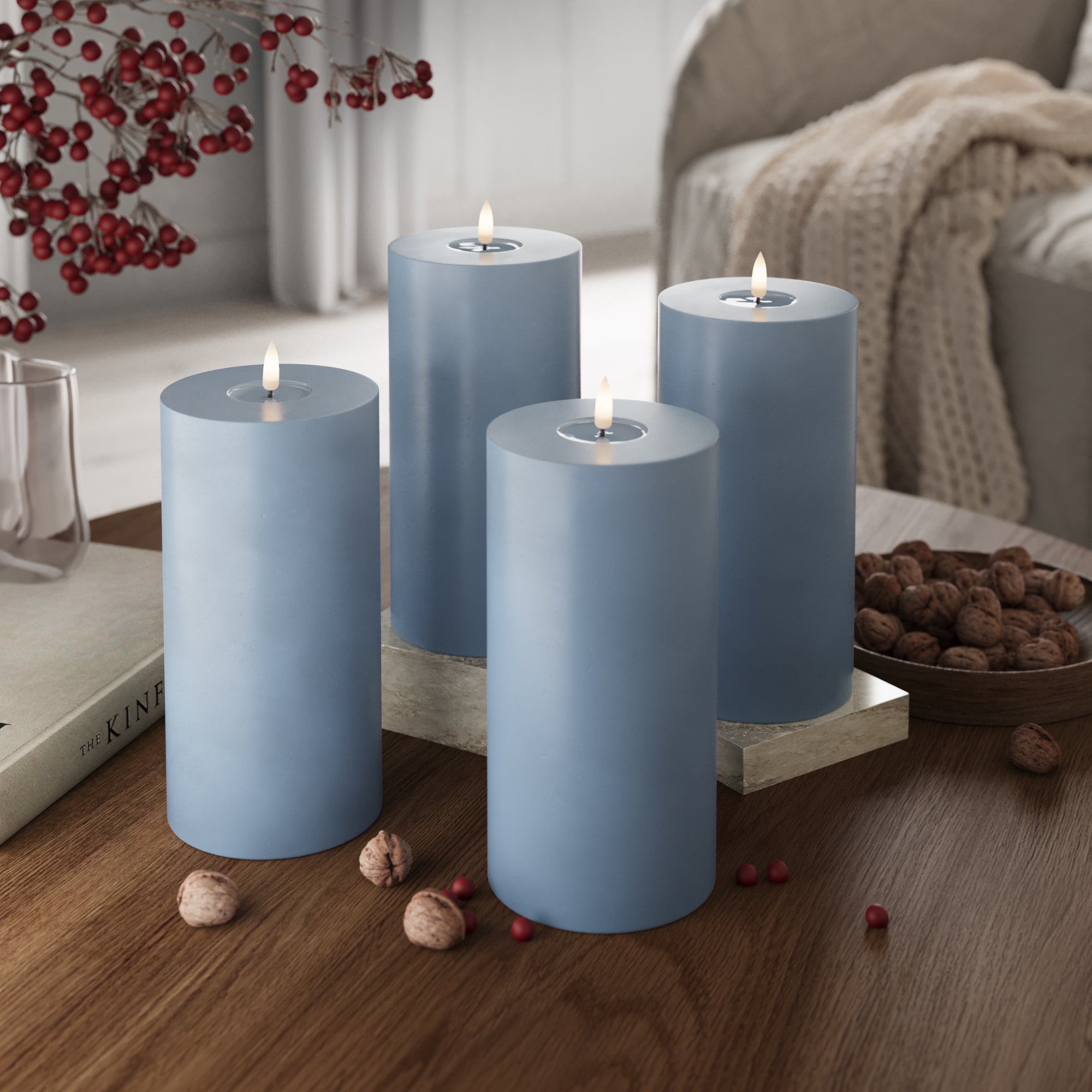 LED Blocklight Ø 10 x 20 cm Isblå - 4 stk