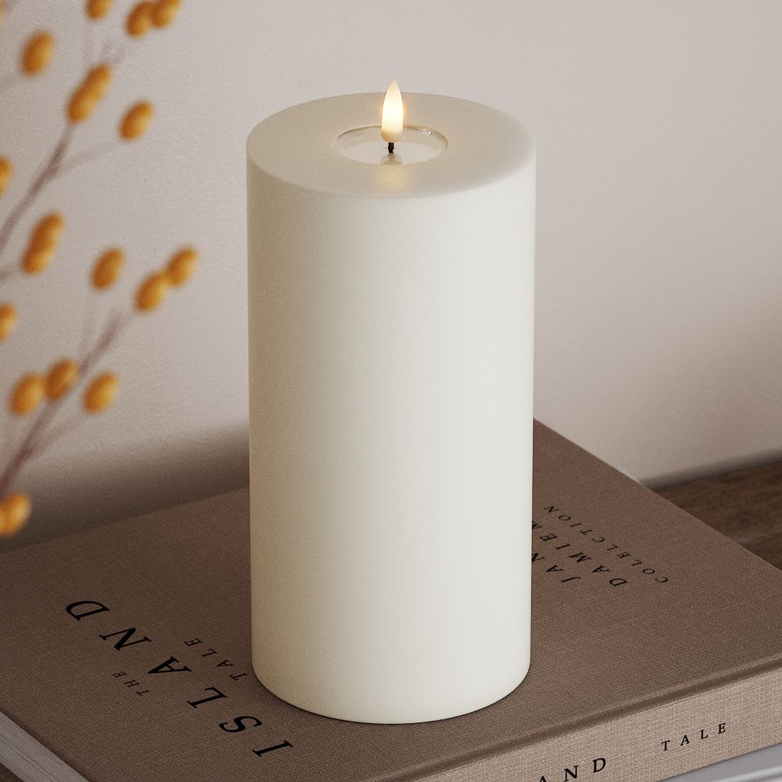 Deluxe Homeart LED Stompkaarsen Ø 10 x 20cm Wit LED Stompkaarsen 4