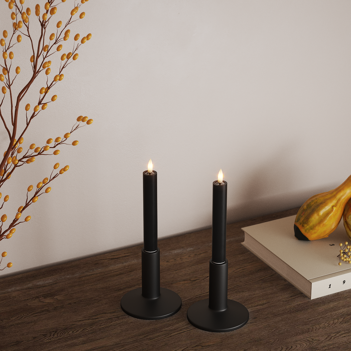Deluxe Homeart LED Dinerkaars 2 stuks, Ø 2 x 15 cm Zwart LED Dinerkaars 3
