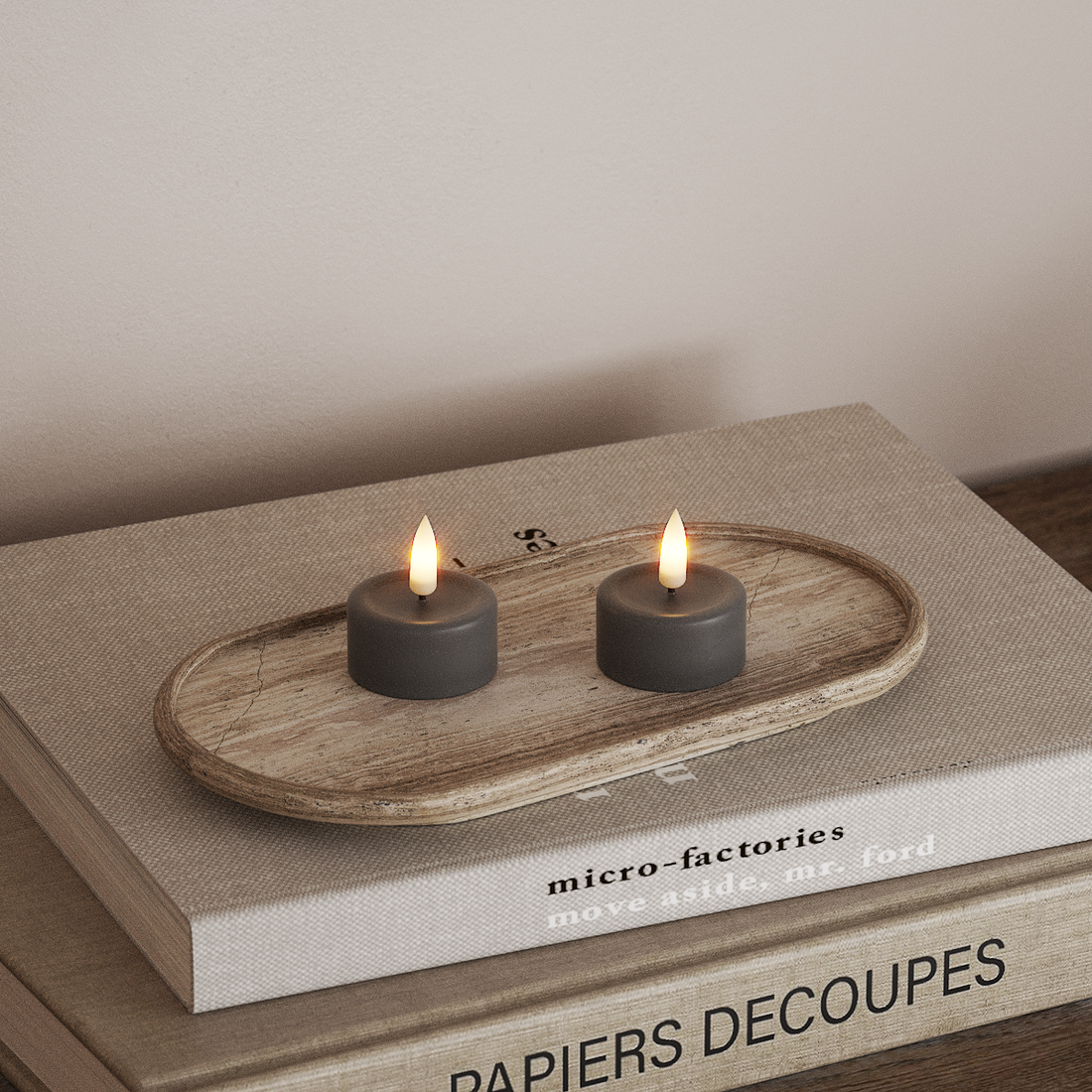 Deluxe Homeart LED Waxinelichtjes 2 stuks Grijs LED Waxinelichtjes 4