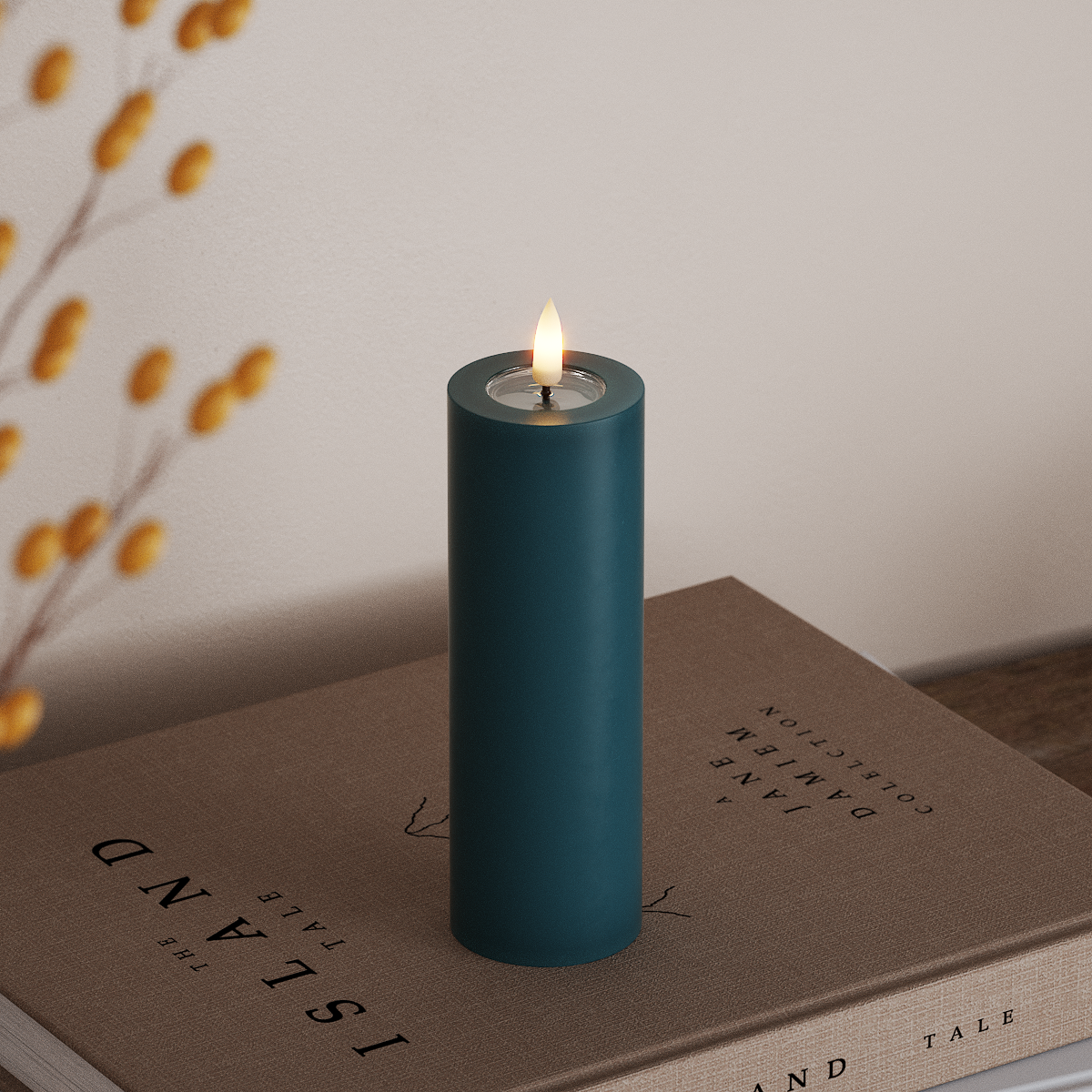 Deluxe Homeart LED Stompkaarsen Ø 5 x 15 cm Petrol LED Stompkaarsen 3