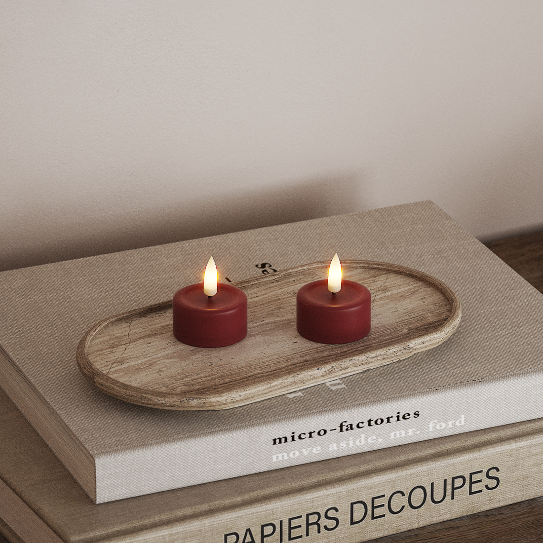 Deluxe Homeart LED Waxinelichtjes 2 stuks Bordeaux LED Waxinelichtjes 4