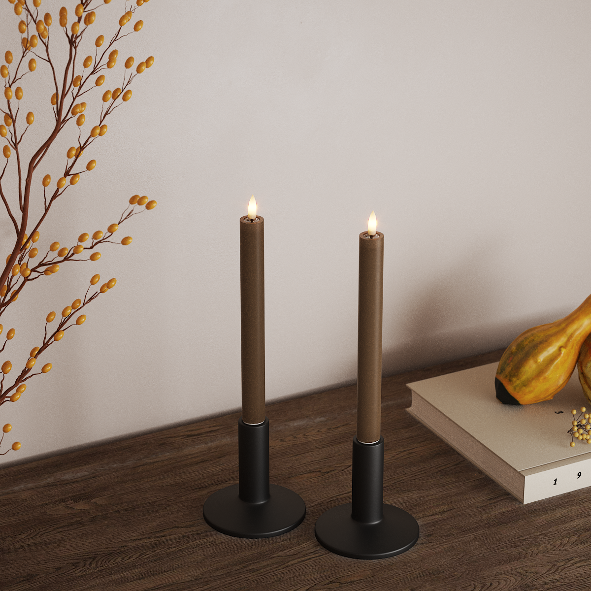 Deluxe Homeart LED Dinerkaars 2 stuks, Ø 2 x 24 cm Caramel LED Dinerkaars 3