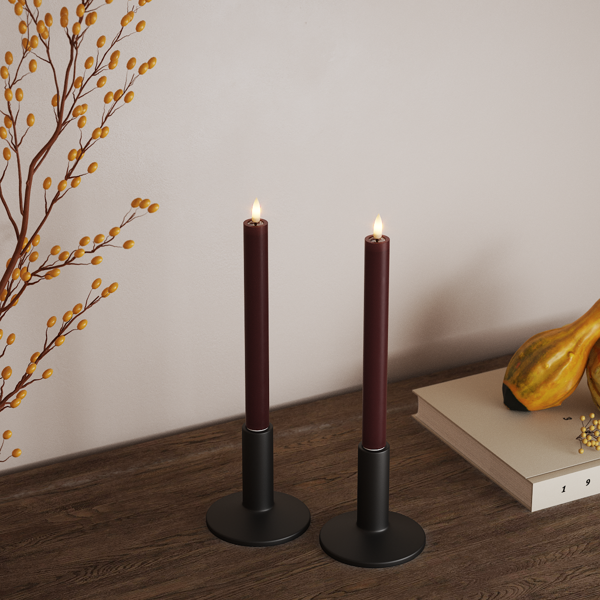 Deluxe Homeart LED Dinerkaars 2 stuks, Ø 2 x 24 cm Bourgogne LED Dinerkaars 3