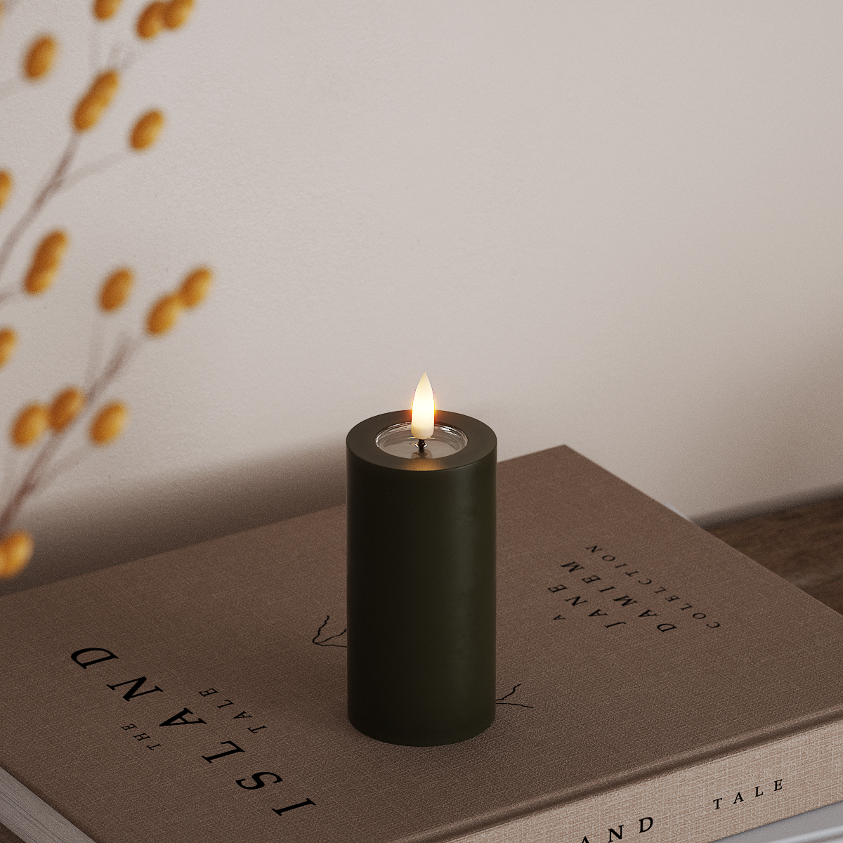 Deluxe Homeart LED Stompkaarsen Ø 5 x 10 cm Donkergroen LED Stompkaarsen 3