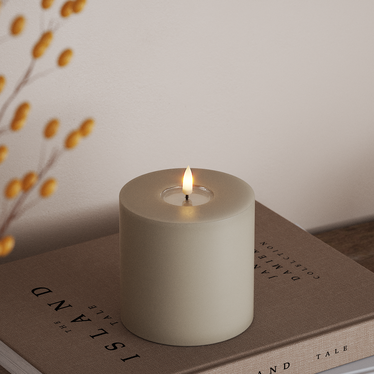 Deluxe Homeart LED Stompkaarsen Ø 10 x 10 cm Zand LED Stompkaarsen 3