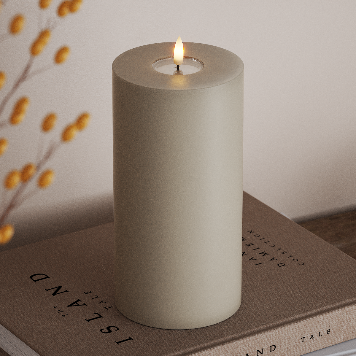 Deluxe Homeart LED Stompkaarsen Ø 10 x 20cm Zand LED Stompkaarsen 3