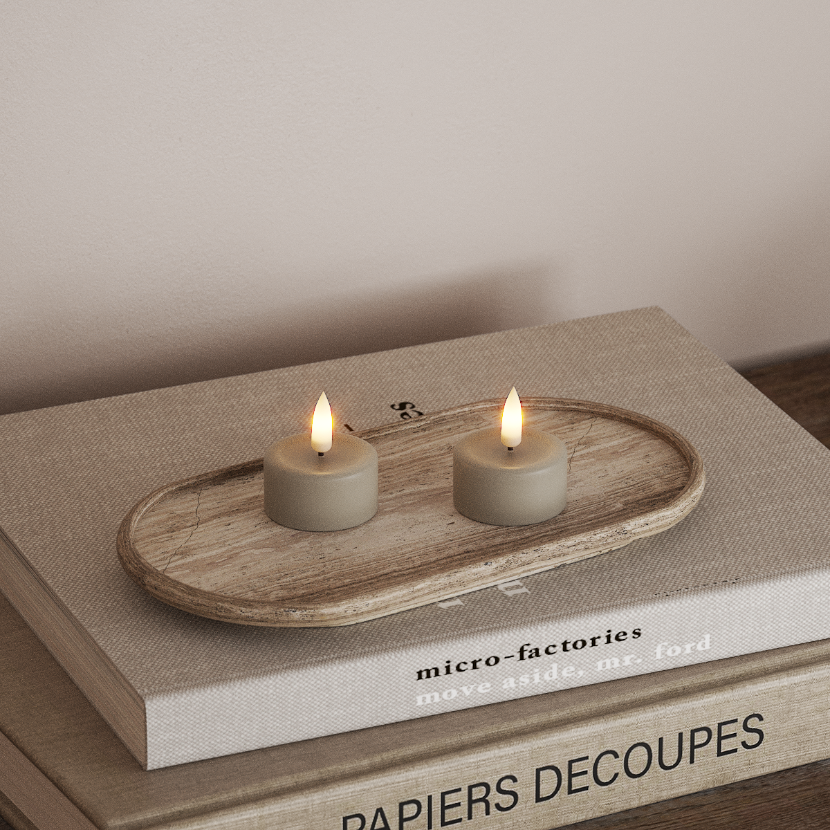 Deluxe Homeart LED Waxinelichtjes 2 stuks Zand LED Waxinelichtjes 3