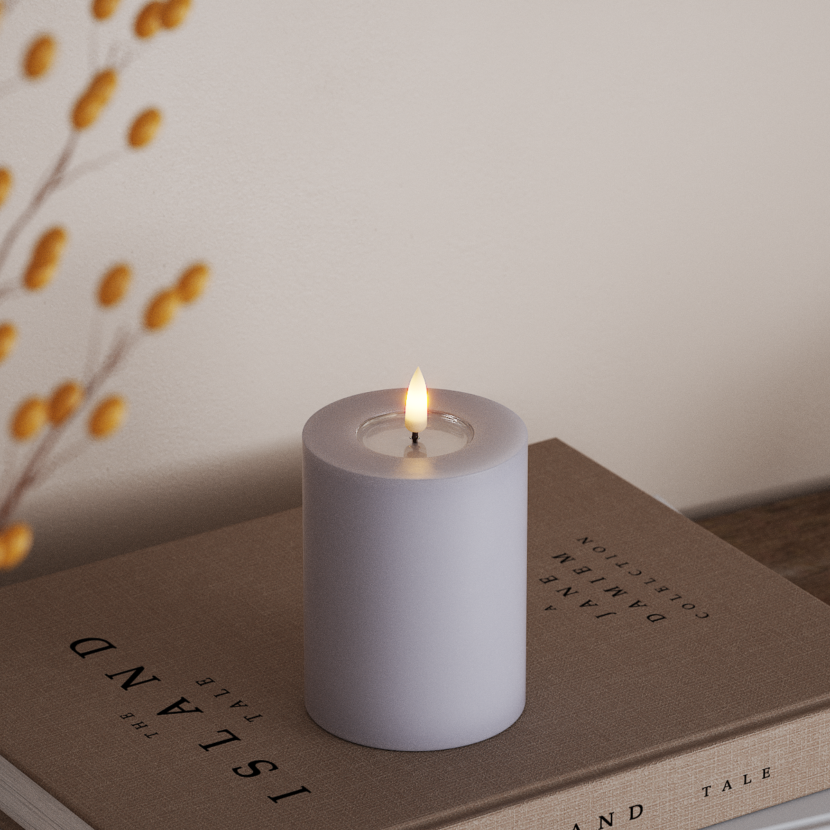 Deluxe Homeart LED Stompkaarsen Ø 7,5 x 10 cm Vergrijsd blauw LED Stompkaarsen 3