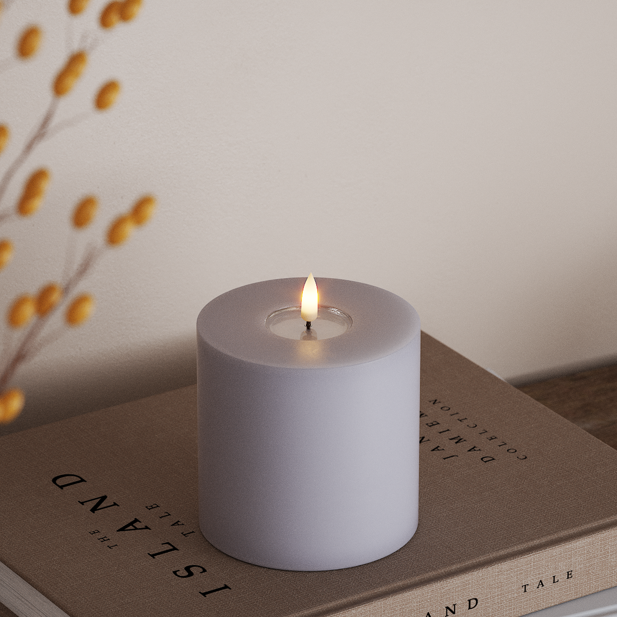 Deluxe Homeart LED Stompkaarsen Ø 10 x 10 cm Vergrijsd blauw LED Stompkaarsen 3