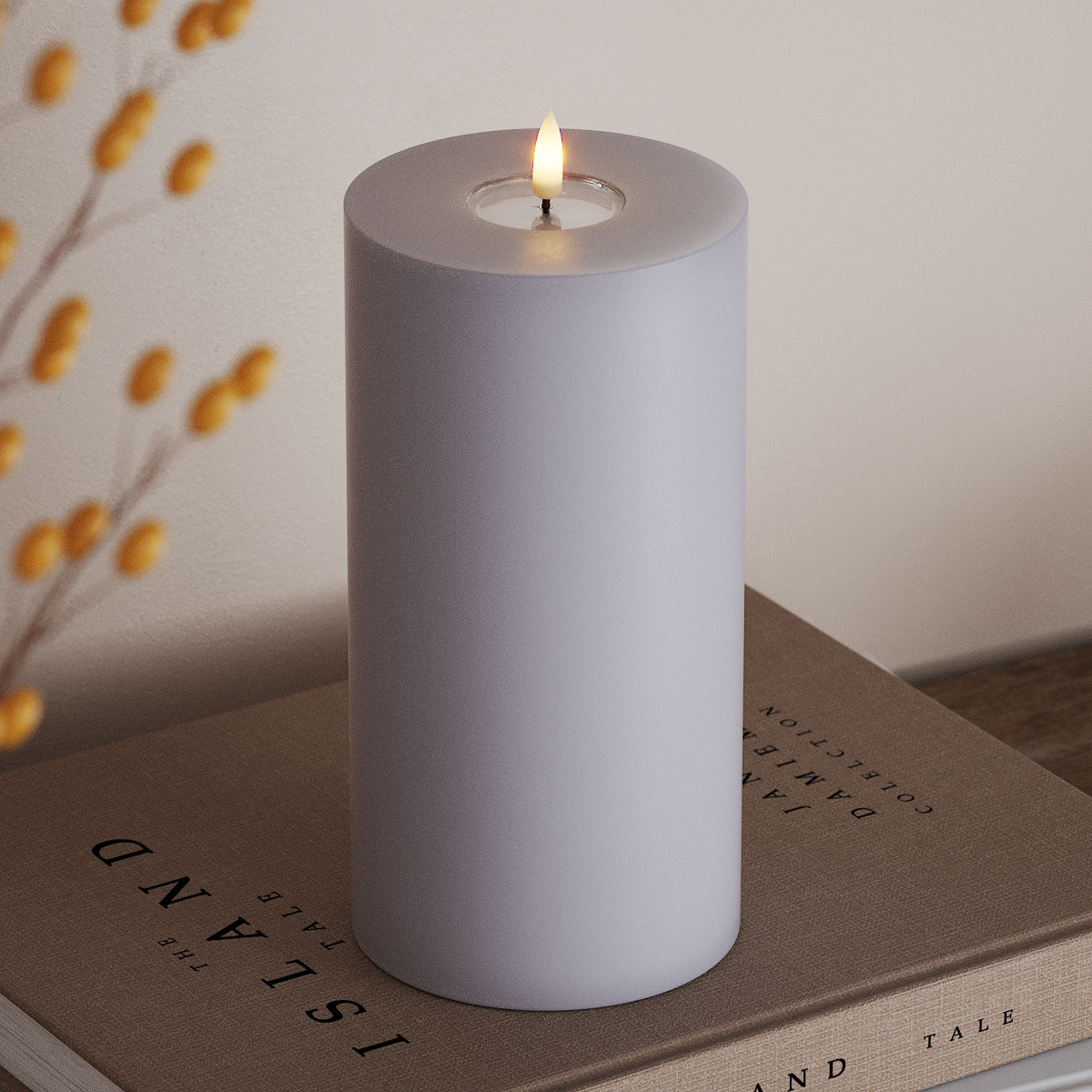 Deluxe Homeart LED Stompkaarsen Ø 10 x 20cm Vergrijsd blauw LED Stompkaarsen 3