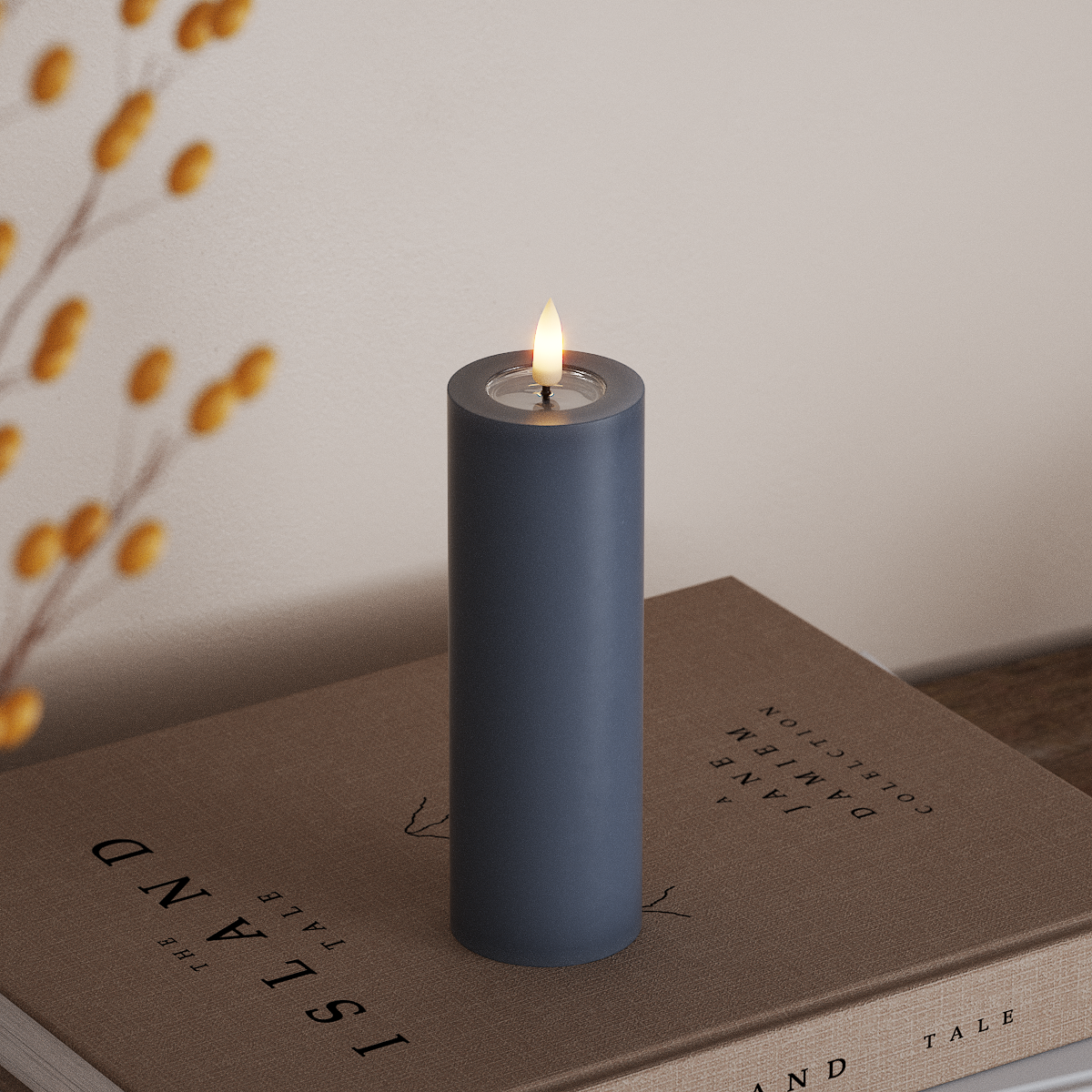 Deluxe Homeart LED Stompkaarsen Ø 5 x 15 cm Ijsblauw LED Stompkaarsen 3