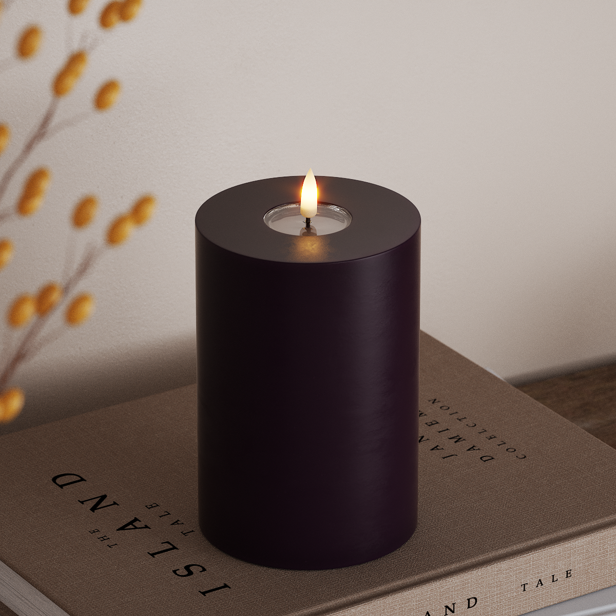Deluxe Homeart LED Stompkaarsen Ø 10 x 15cm Donkerpaars LED Stompkaarsen 3