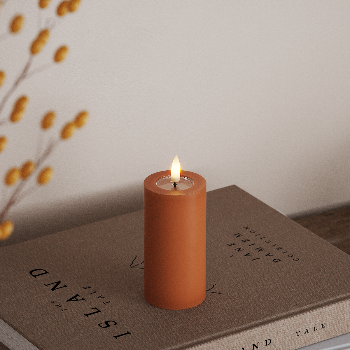 Deluxe Homeart LED Stompkaarsen Ø 5 x 10 cm Oranje LED Stompkaarsen 3