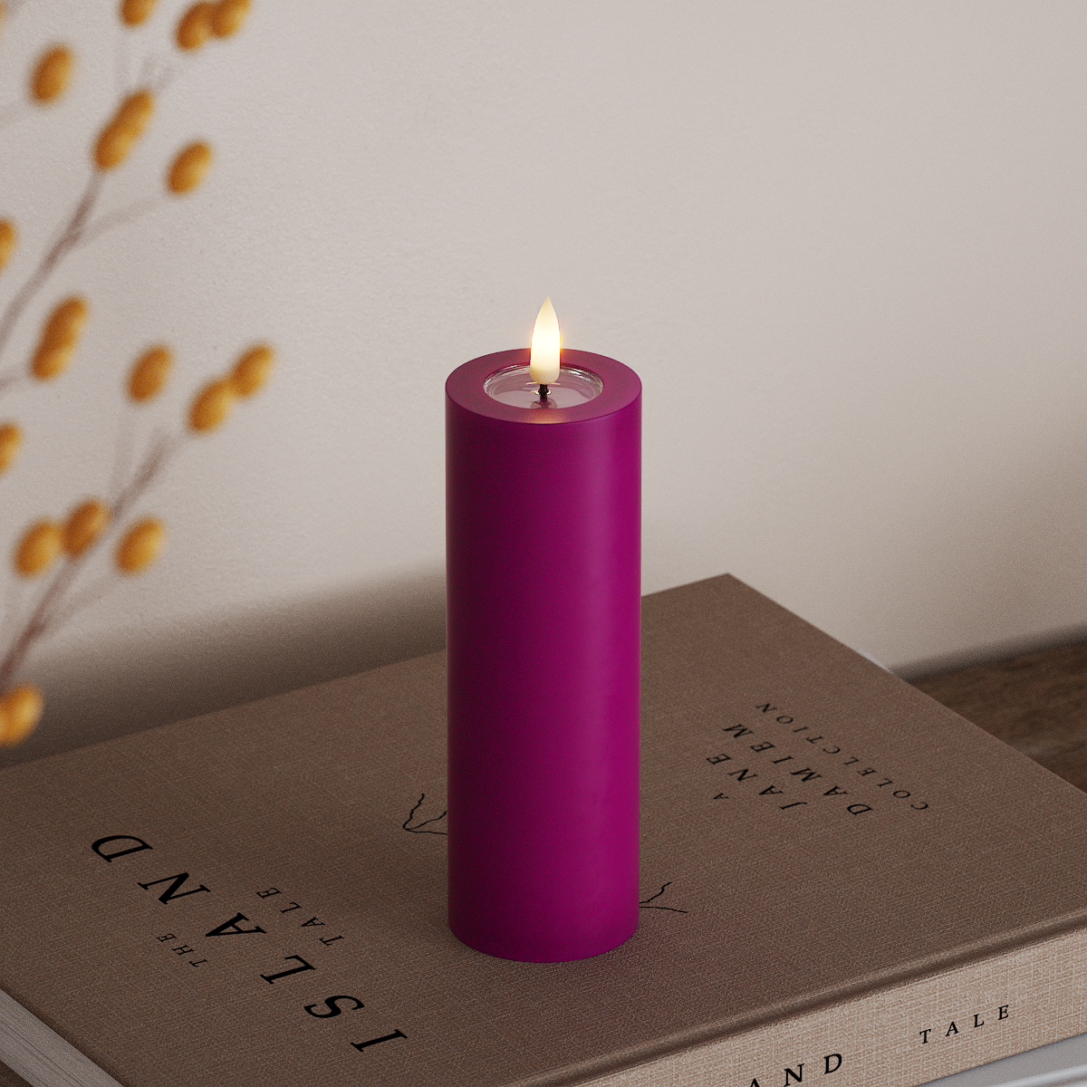 Deluxe Homeart LED Stompkaarsen Ø 5 x 15 cm Violet LED Stompkaarsen 3