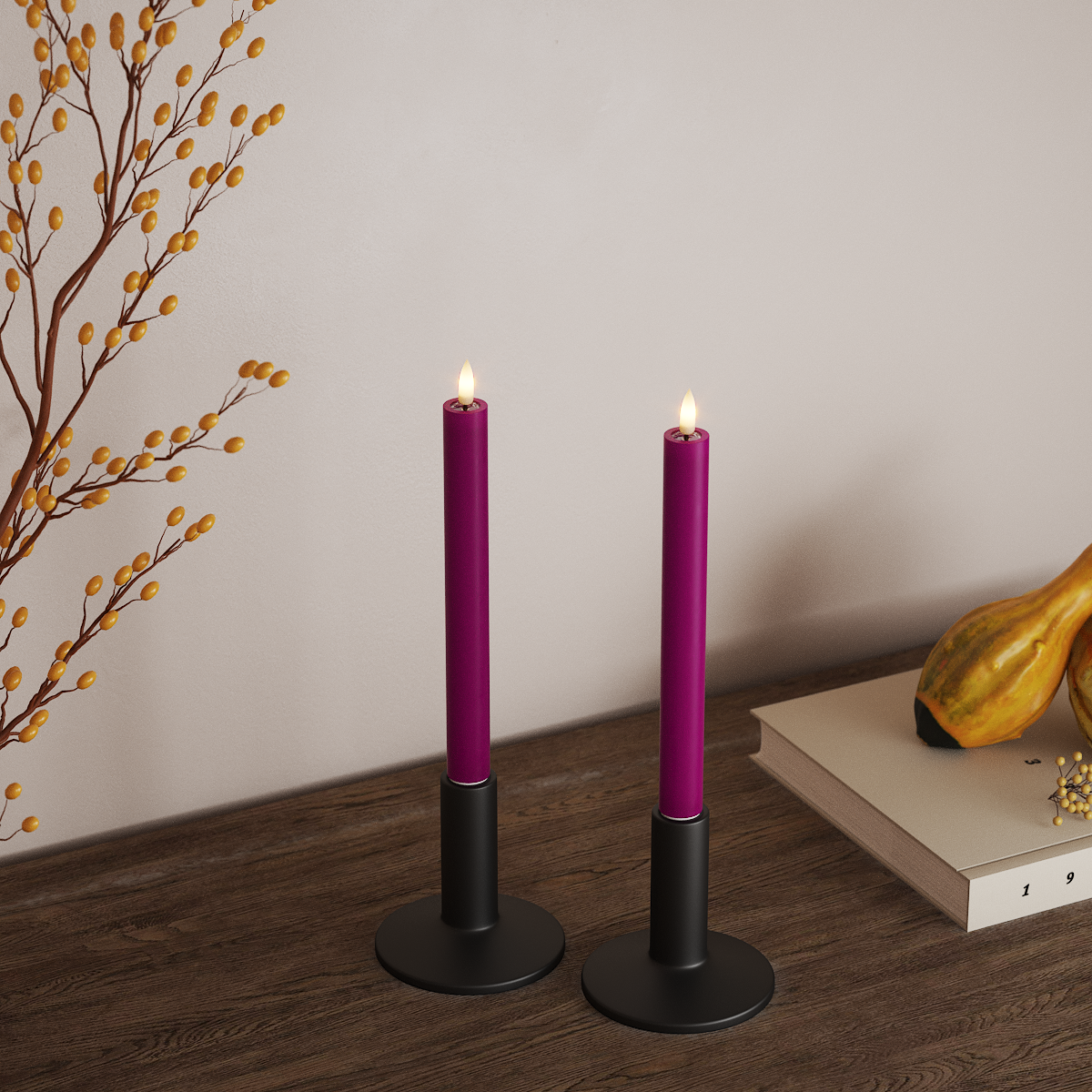 Deluxe Homeart LED Dinerkaars 2 stuks, Ø 2 x 24 cm Violet LED Dinerkaars 3