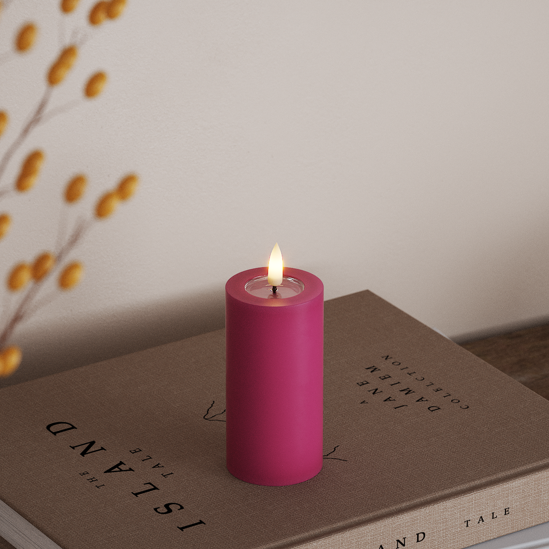 Deluxe Homeart LED Stompkaarsen Ø 5 x 10 cm Magenta LED Stompkaarsen 4
