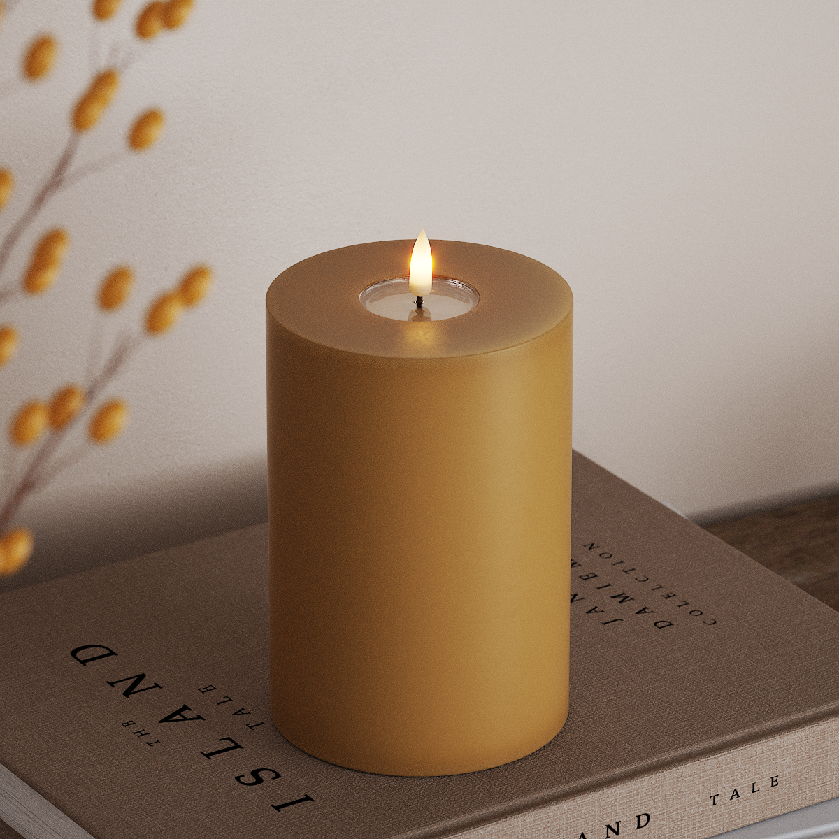 Deluxe Homeart LED Stompkaarsen Ø 10 x 15cm Curry LED Stompkaarsen 3