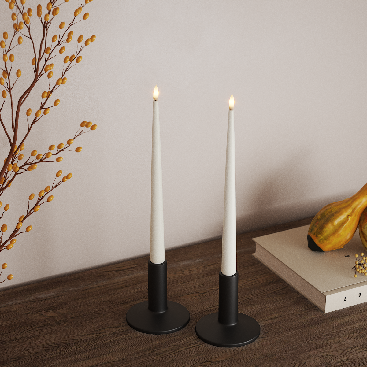 Deluxe Homeart LED Glanzende dinerkaars met lak, 2 stuks 28 cm Wit LED Glanzende dinerkaars 3