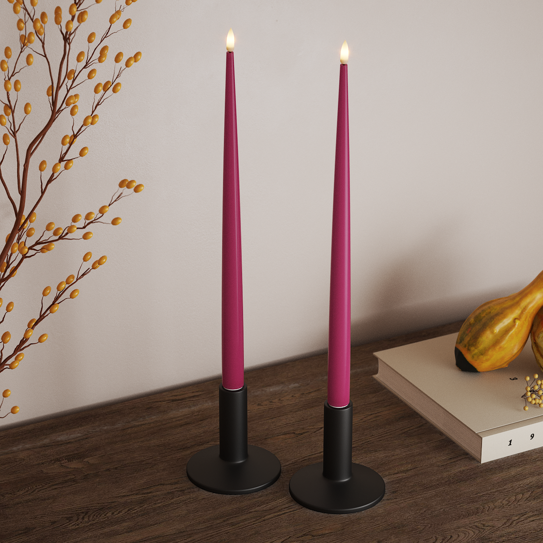 Deluxe Homeart LED Ljus Med Lack med Lack, 2 st 38 cm Magenta LED Ljus Med Lack 3