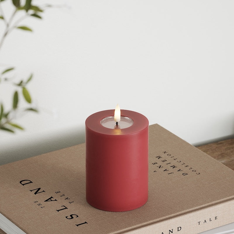 Deluxe Homeart LED Stompkaarsen Ø 7,5 x 10 cm Bordeaux