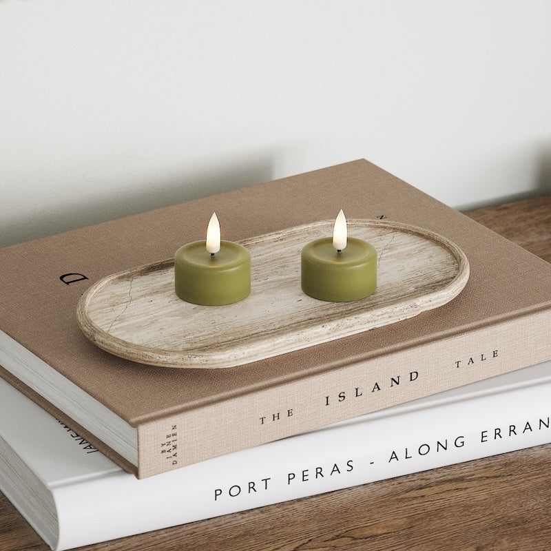 Deluxe Homeart LED Waxinelichtjes 2 stuks Olijfgroen