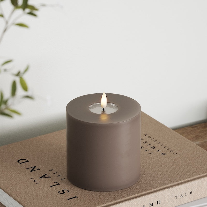 Deluxe Homeart LED Stompkaarsen Ø 10 x 10 cm Mokka