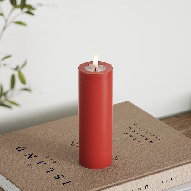 Deluxe Homeart LED Stompkaarsen Ø 5 x 15 cm Rood