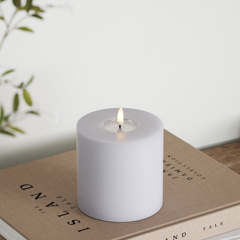 Deluxe Homeart LED Stompkaarsen Ø 10 x 10 cm Vergrijsd blauw