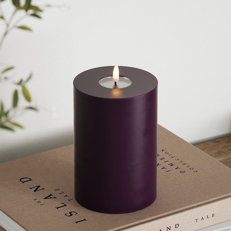 Deluxe Homeart LED Stompkaarsen Ø 10 x 15cm Donkerpaars