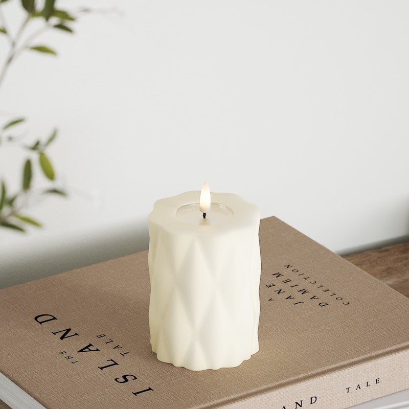 Deluxe Homeart Harlequin LED Stompkaarsen Ø 7,5 x 10cm Cream