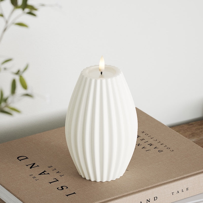 Deluxe Homeart LED Ribbelkaarsen D 10 x H 15 cm Wit