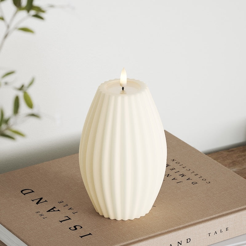 Deluxe Homeart LED Ribbelkaarsen D 10 x H 15 cm Cream