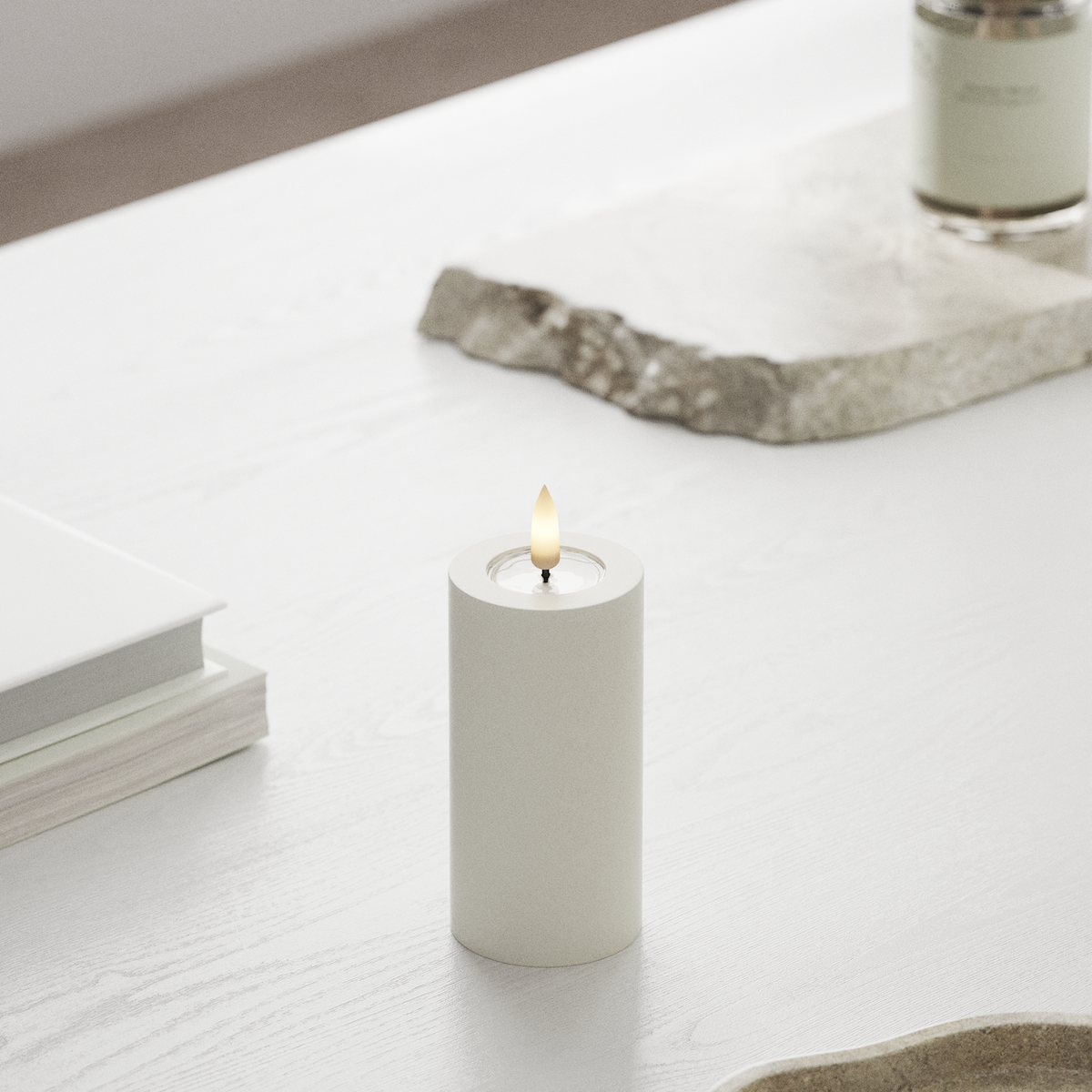 Deluxe Homeart LED Stompkaarsen Ø 5 x 10 cm Wit LED Stompkaarsen 1