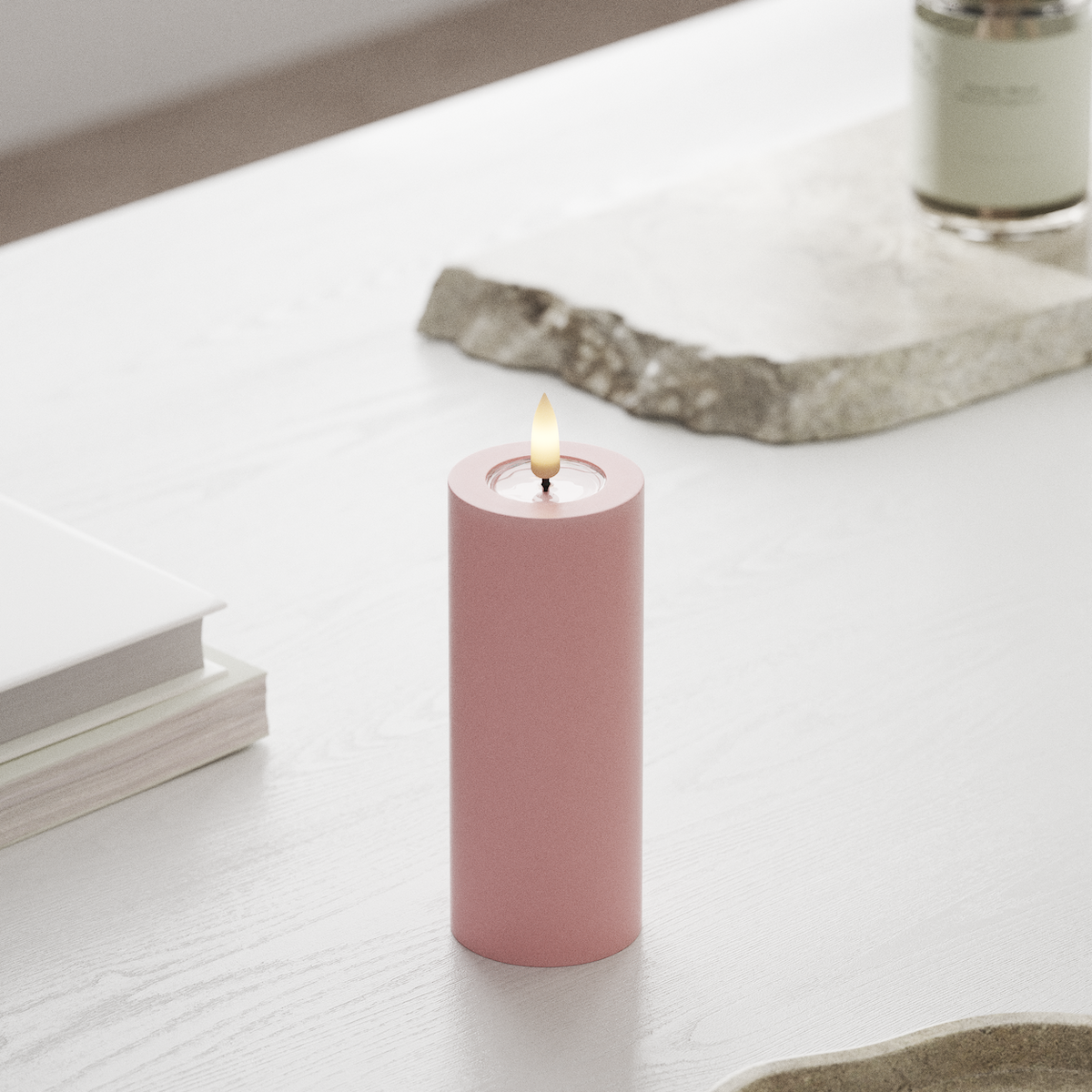 Deluxe Homeart LED Stompkaarsen Ø 5 x 12,5 cm Lichtroze LED Stompkaarsen 1