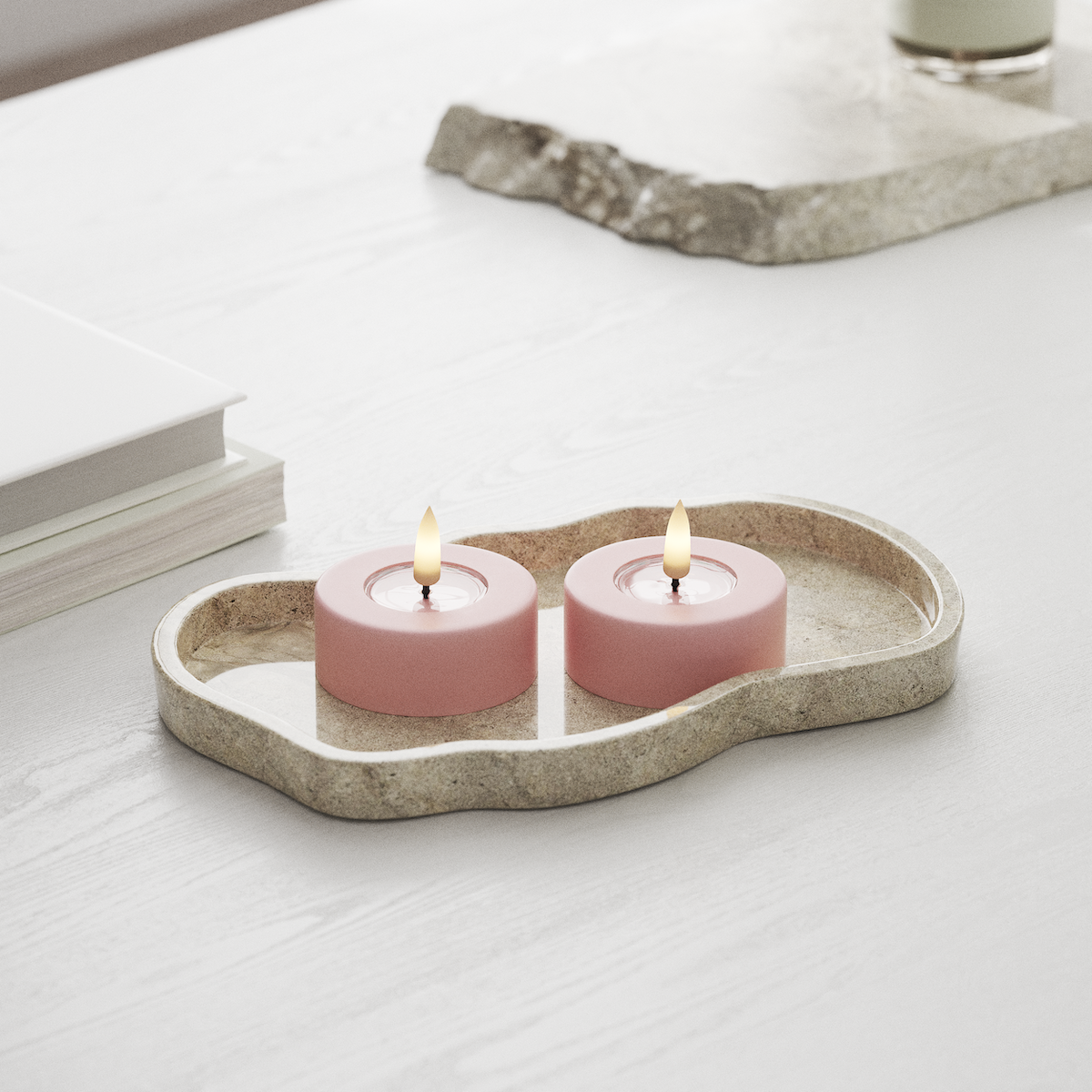 Deluxe Homeart LED Jumbo Fyrfadslys 2 stk. Store Lyserød LED jumbo fyrfadslys 1