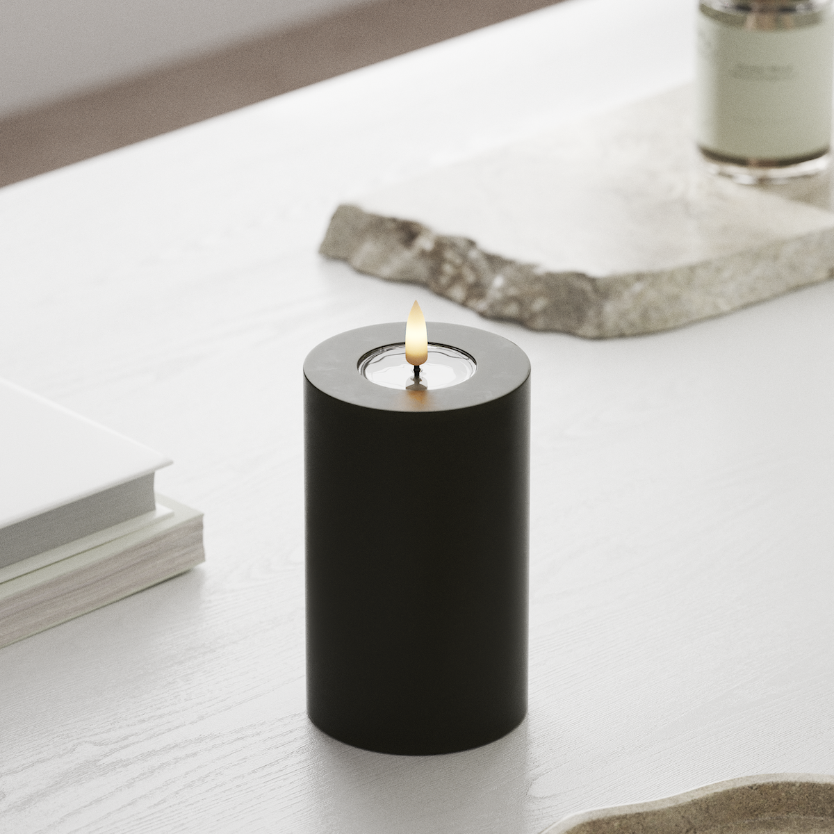 Deluxe Homeart LED Stompkaarsen Ø 7,5 x 12,5 cm Donkergroen LED Stompkaarsen 1